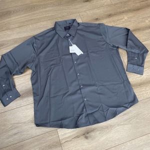 J.Ver Men's Long Sleeve Stretch Dress Shirt Basic Regular Fit NEW 4XL Gray